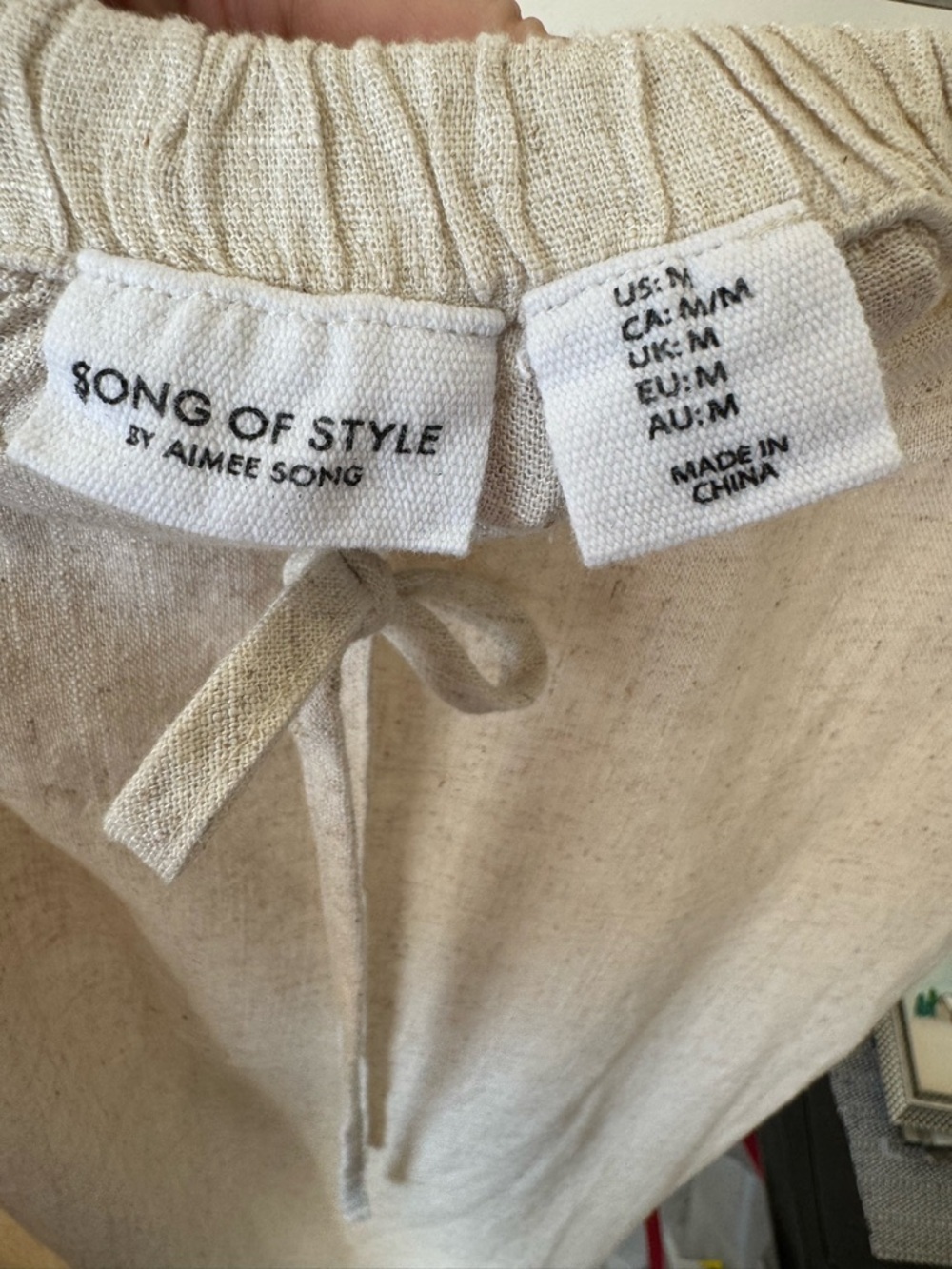 Song Of Style Linen Blend Maxi Side Slit Skirt Oatmeal Sz M - Picture 7 of 9